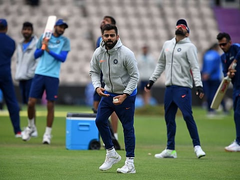 India's captain Virat Kohli attends a training session at the Rose Bowl in Southampton, southern England.