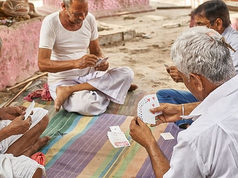 A cards session on a hot afternoon in Pushkar, India.