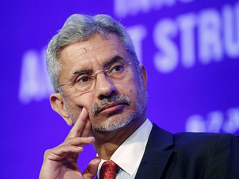 India's Foreign Minister Subrahmanyam Jaishankar listens to a speaker as he attends 'The Growth Net' summit in New Delhi, India.