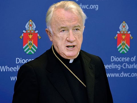 A 2015 file photo shows West Virginia Bishop Michael J. Bransfield, then-bishop of the Roman Catholic Diocese of Wheeling-Charleston.