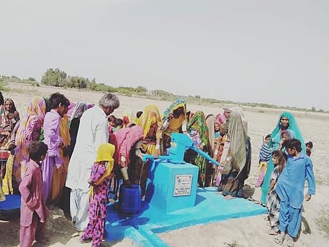 One of the borewells dug in the name of PCT Humanity (Pehal Charitable Trust).