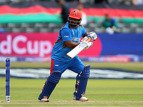Afghanistan's Mohammad Shahzad bats during the ICC Cricket World Cup Warm up match between Afghanistan and Pakistan at The Bristol County Ground in Bristol, England.