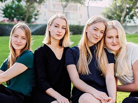From left: Laura, Ruta, Dalia, and Egle. The sisters say it’s become a running joke at the university with each different academic year having a different sister in attendance