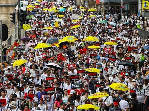 Hong Kong protesters on Sunday organised the biggest rally since a similar number turned out in 2003 to challenge government plans for tighter national security laws, which were later shelved.