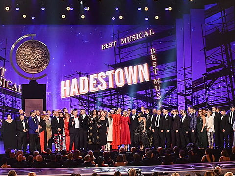 The company of "Hadestown," accept the award for best musical at the 73rd annual Tony Awards at Radio City Music Hall on Sunday, June 9, 2019, in New York.