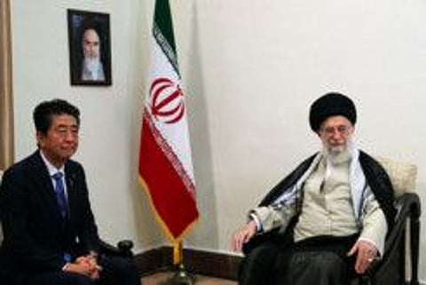 Iran's Supreme Leader Ayatollah Ali Khamenei meets with Japan's Prime Minister Shinzo Abe in Tehran, Iran June 13, 2019. Official Khamenei website/Handout via REUTERS ATTENTION EDITORS - THIS IMAGE WAS PROVIDED BY A THIRD PARTY. NO RESALES. NO ARCHIVES