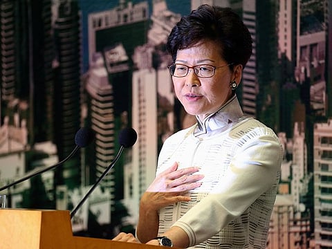 Hong Kong Chief Executive Carrie Lam speaks at a news conference in Hong Kong, China, June 15, 2019.
