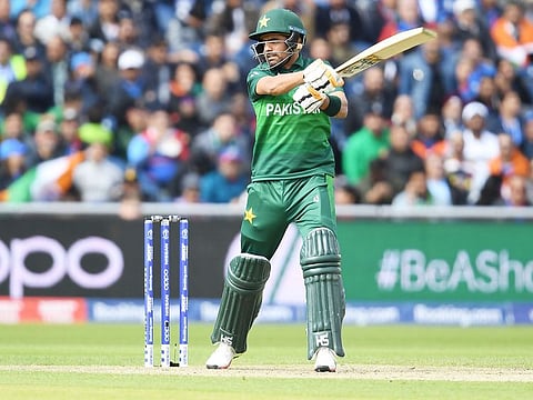 Pakistan's Babar Azam plays a shot.