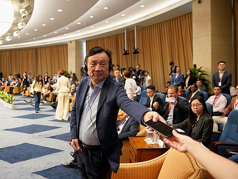 Huawei founder Ren Zhengfei attends a panel discussion at the company headquarters in Shenzhen, Guangdong province, China June 17, 2019.