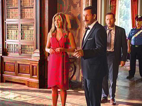 Jennifer Aniston and Adam Sandler in ‘Murder Mystery’.