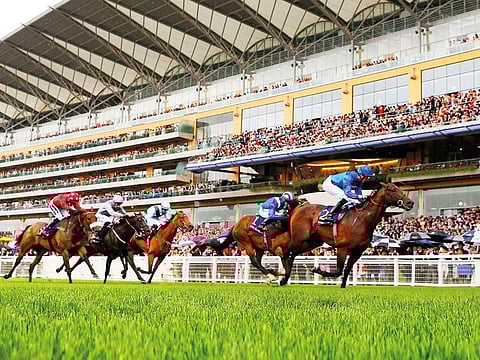 Blue Point beats Battash (partly hidden) to win the King’s Stand Stakes, one of three Group 1 races run at Royal Ascot