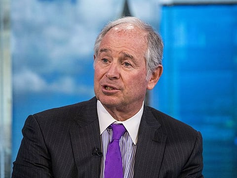 Stephen Schwarzman, billionaire and co-founder of Blackstone Group LP, speaks during a Bloomberg Television interview in London, UK.