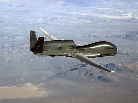 This undated US Air Force file photo released on June 20, 2019 shows a photo of a RQ-4 Global Hawk unmanned surveillance and reconnaissance aircraft.