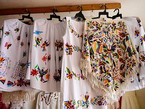 Pieces by Mexican artisan Glafira Candelaria Jose, of the Otomi ethnic group, are seen at her workshop in San Nicolas Village, in Tenango de Doria, Hidalgo state, Mexico, on June 18, 2019.