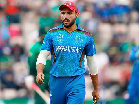 Afghanistan's captain Gulbadin Naib looks on during the match against Bangladesh at the Rose Bowl in Southampton.