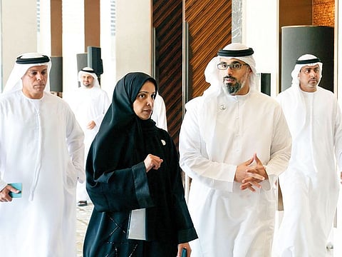 Shaikh Khalid Bin Mohammad Bin Zayed Al Nahyan, Deputy National Security Adviser, at the Abu Dhabi Government Private Sector forum on Tuesday.