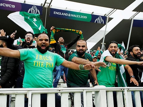 Pakistan fans cheer their team during the match against New Zealand at Edgbaston, Birmingham.