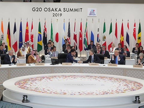 G20 leaders and delegates attend the closing session of G20 leaders summit in Osaka, Japan, on June 29, 2019.