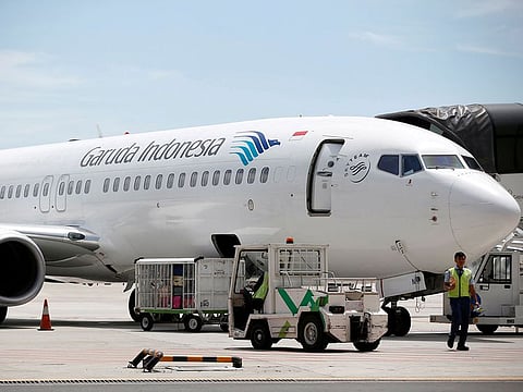 A plane belonging to Garuda Indonesia is seen on the tarmac of Terminal 3, SoekarnoÐHatta International Airport near Jakarta, Indonesia April 28, 2017.