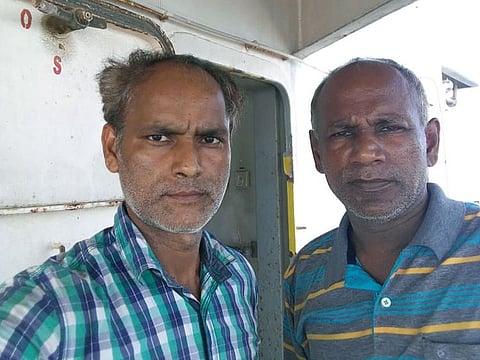 Sailors Vikas Mishra (left) and Arun Lobo.