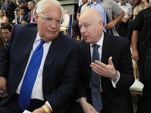 US Ambassador to Israel David Friedman, left, and White House Mideast envoy Jason Greenblatt.