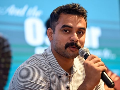 Tovino Thomas during the press conference in Dubai to promote his movie 'And the Oskar goes to' directed by the National award winner director Salim Ahmed.