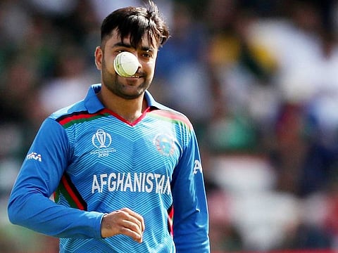 File photo: Afghanistan's Rashid Khan during the match against Pakistan at Headingley, Leeds.