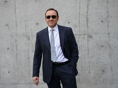 In this file photo taken on June 21, 2016 US actor Kevin Spacey arrives at a fashion show in Milan, Italy.
