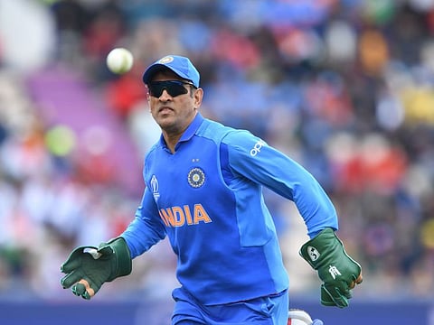 Mahendra Singh Dhoni in action during the ongoing ICC World Cup.