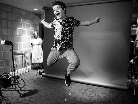 WEST HOLLYWOOD, CALIFORNIA - JUNE 27: (EDITORS NOTE: Image has been converted to black and white) Gaten Matarazzo attends the Season 3 "Stranger Things" press junket at The London Hotel on June 27, 2019 in West Hollywood, California. Emma McIntyre/Getty Images Entertainment Video for Netflix/AFP
== FOR NEWSPAPERS, INTERNET, TELCOS & TELEVISION USE ONLY ==