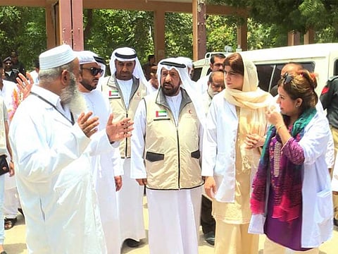 UAE and Pakistani officials at the launch of health projects in Peshawar by Emirates Red Crescent.
