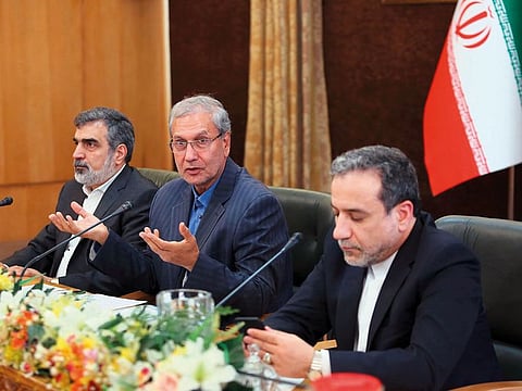 Iran’s Atomic Energy Organisation spokesman Behrouz Kamalvandi at a joint press conference in Tehran on Sunday.