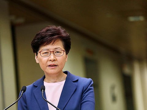 Carrie Lam, Hong Kong's chief executive, speaks during a news conference in Hong Kong, China, on Tuesday, July 9, 2019.