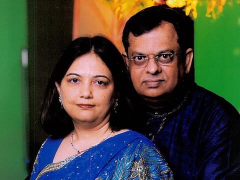 Narendra Gajria and his wife Heena/file photo