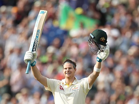 Australia's Steve Smith celebrates one of his centuries at the Edgbaston Test.