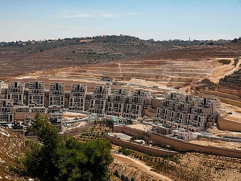 General view of a construction site in the Israeli colony of Givat Zeev in the occupied West Bank north of Jerusalem.
