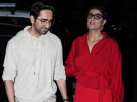 Mumbai: Actor Ayushmann Khurrana and his wife Tahira Kashyap seen at Mumbai's Bandra, on April 19, 2019. (Photo: IANS)