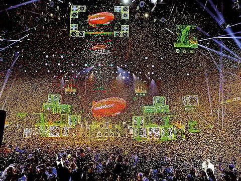 Confetti flies over the stage at Nickelodeon's 2019 Kids' Choice Awards at Galen Center on March 23, 2019 in Los Angeles, California.