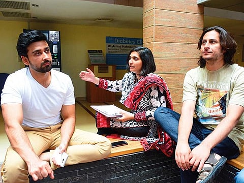 Ammar lasani, Kanza Zia and ‘Gumm’ lead actor Sami Khan.