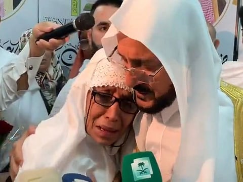 Saudi Arabia's Minister of Islamic Affairs Sheikh Abdullatif Al Asheikh was seen on video embracing and kissing the forehead of a woman.
