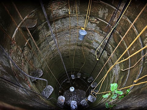 Indians fetch water from almost a dried well on the outskirts of Chennai in Southern Indian state of Tamil Nadu. India ranked 13th among “extremely high” water-stressed nations.