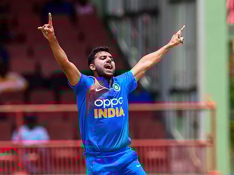 Deepak Chahar of India.