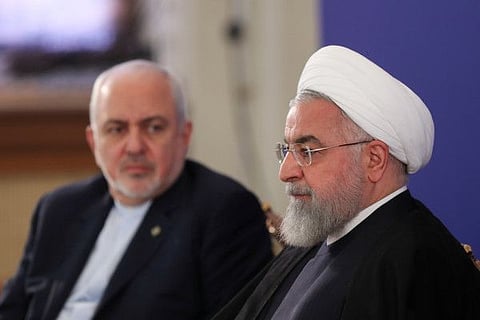 Iranian President Hassan Rouhani is seen during a meeting with Iran's Foreign Minister Mohammad Javad Zarif and with deputies and Senior directors of the Ministry of Foreign Affairs in Tehran, Iran, August 6, 2019.