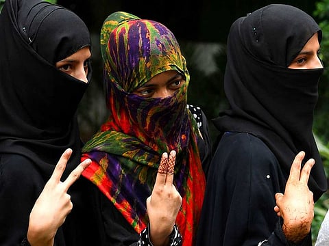 Muslim women visit the Parliament house to watch the session from viewer's gallery in New Delhi
