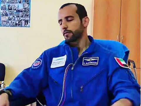 As part of a simulation training ahead of his historic journey to the International Space Station (ISS) on September 25, UAE’s astronaut, Hazzaa Al Mansoori shared a tweet sitting on a Russian rotating chair to help him deal with motion sickness in space