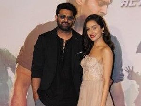 Actors Prabhas and Shraddha Kapoor at the trailer launch of "Saaho" in Mumbai on Aug 10, 2019.