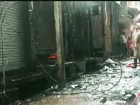 The blaze was reported at a garment shop in lane number 2 of the Gandhi Nagar market.