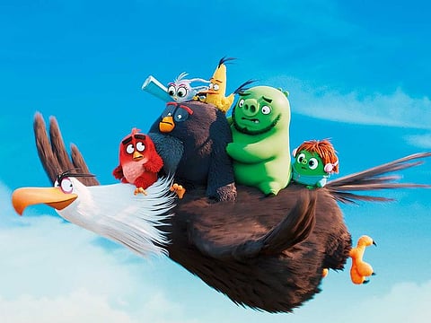 Mighty Eagle (Peter Dinklage), Red (Jason Sudeikis), Bomb (Danny McBride), Silver (Rachel Bloom), Chuck (Josh Gad), Leonard (Bill Hader), Courtney (Awkwafina) in Columbia Pictures and Rovio Animations' Angry Birds 2.