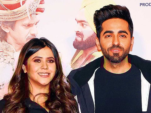 Producer Ekta Kapoor and actor Ayushmann Khurrana at the trailer launch of ‘Dream Girl’.