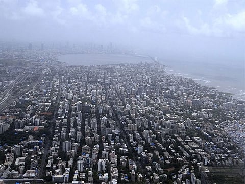 An aerial view of Mumbai city skyline.